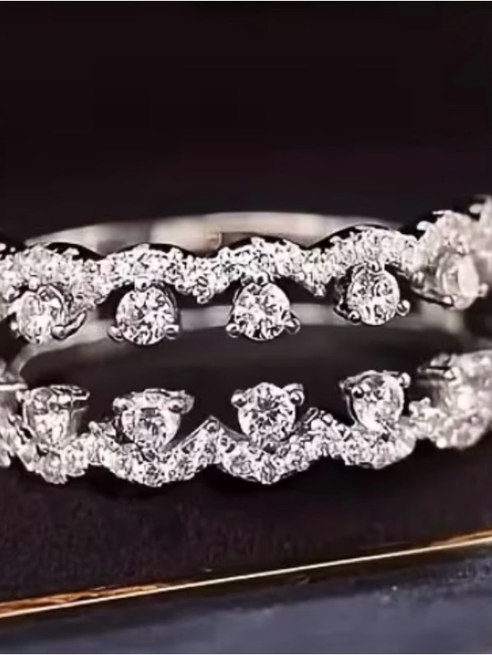 The Unbranded Brand Jewelry - Elegant White CZ Double Row Stacking Ring